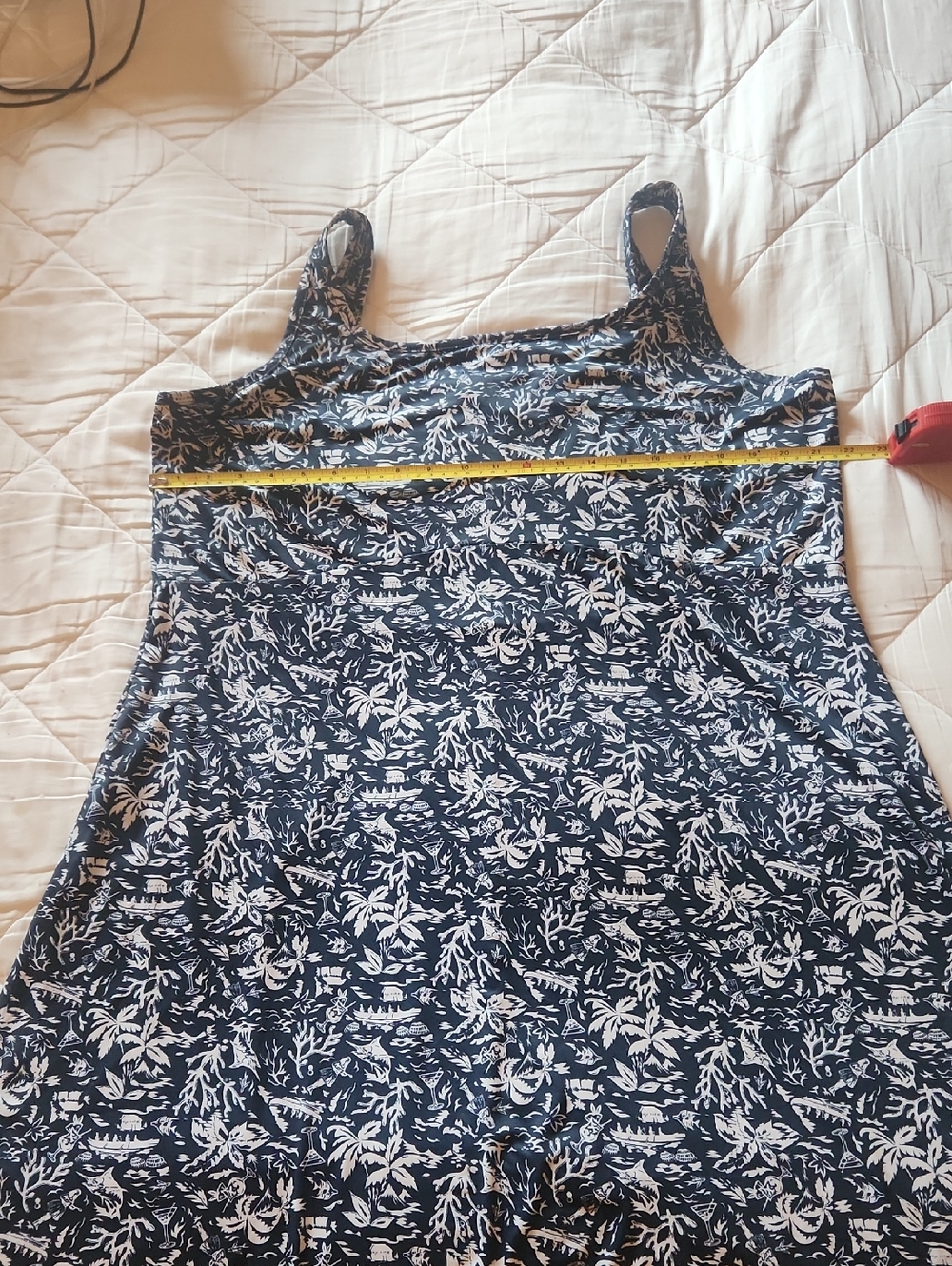 Columbia Navy Blue and White Floral Midi Dress
